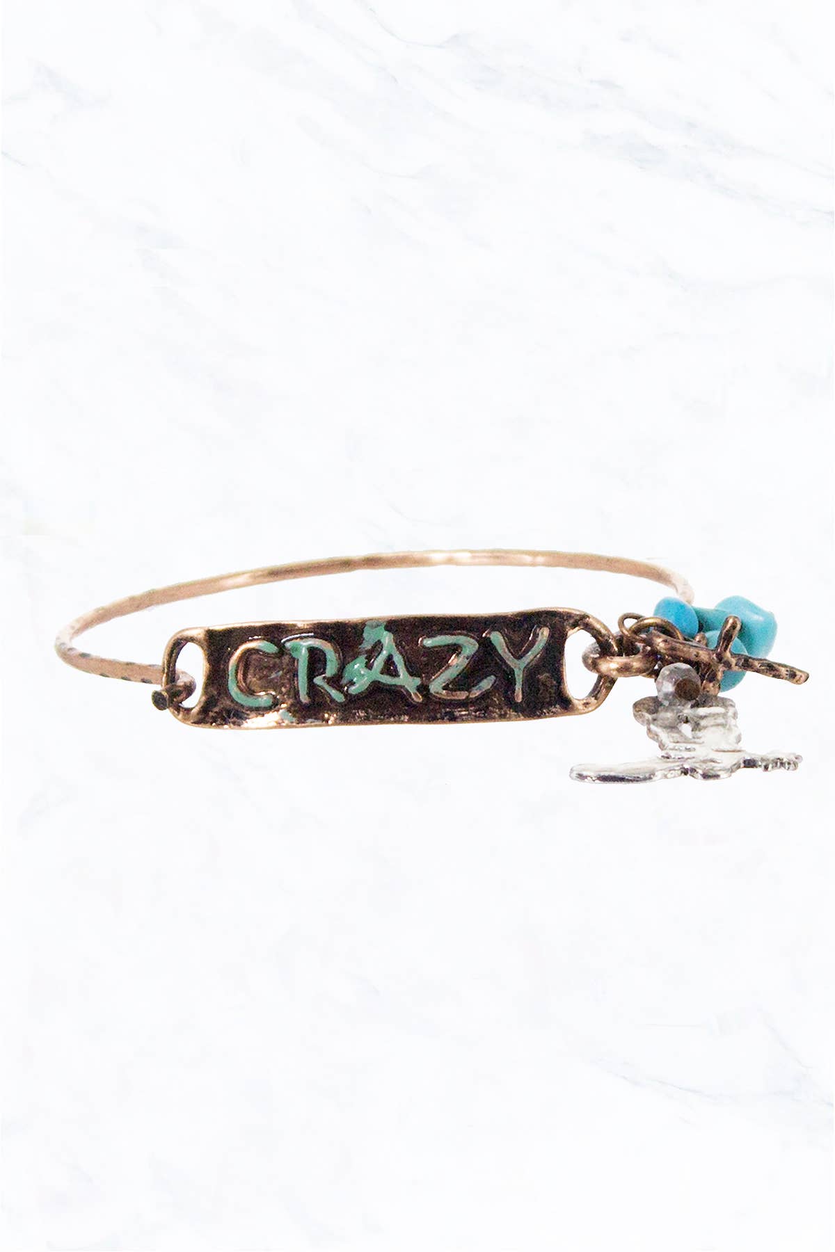 Phrase and Boot Charms Metal Bracelet