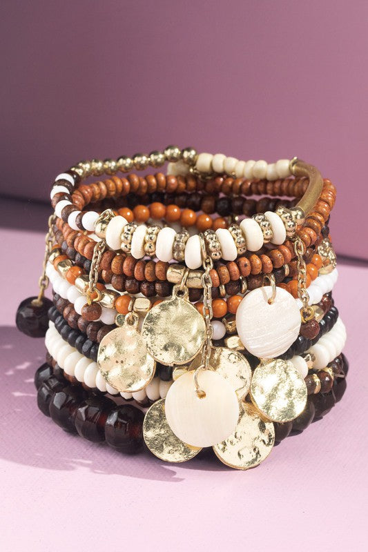 Mocha Seed bracelet with charm accents