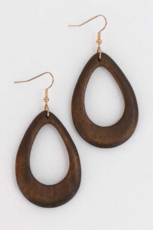 Boho Wooden Hoop Earring Set