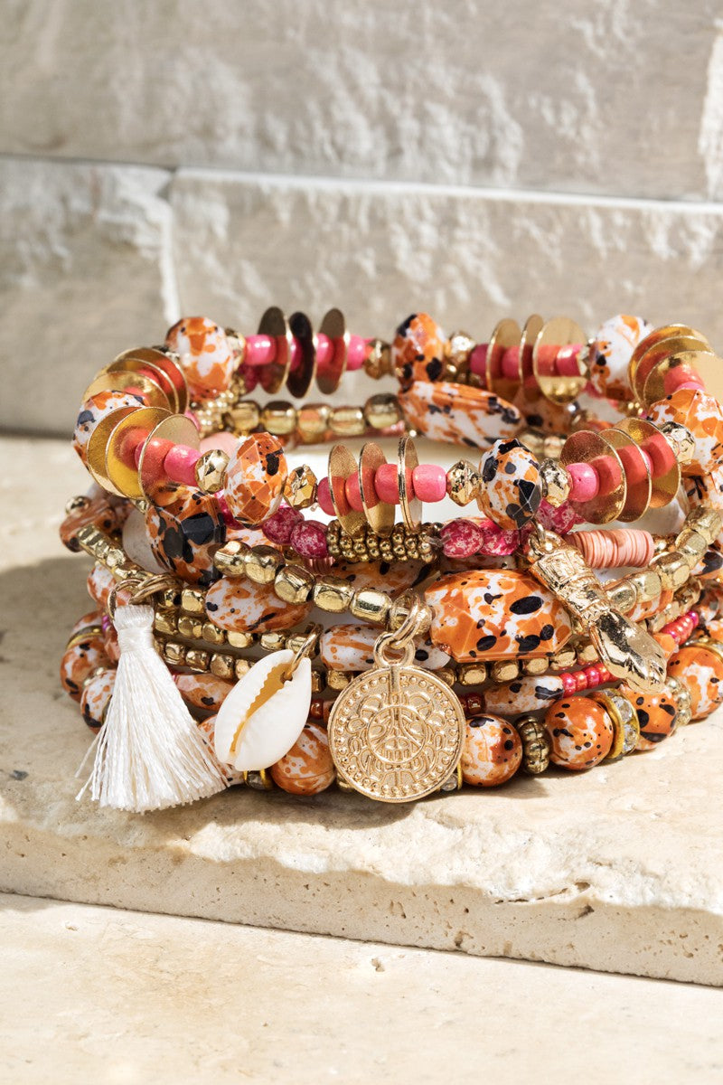 Down by the Seashore Seed bracelet with charm accents
