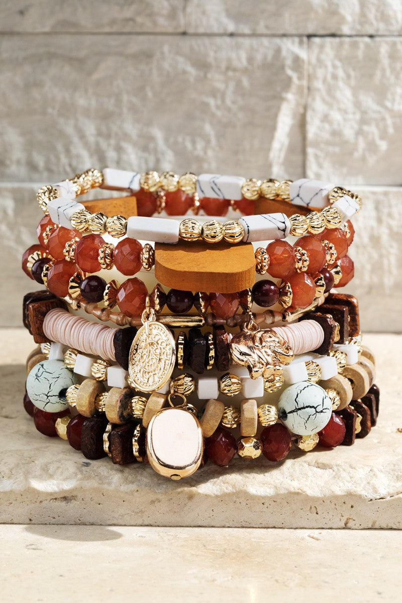 Fall Skies Seed Bead bracelet with charm accents