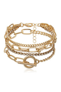 18k Gold chain link bracelet set