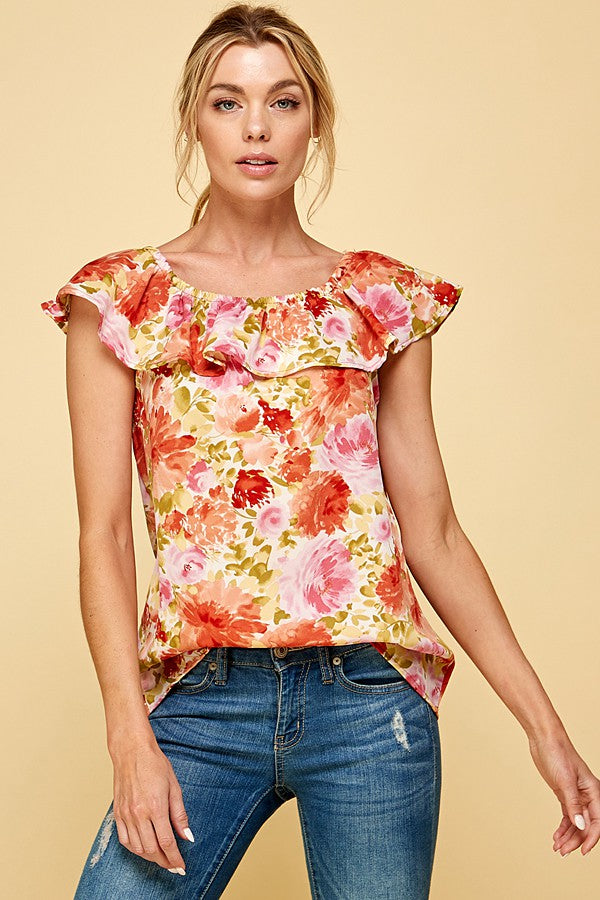 Floral boho off shoulder blouse