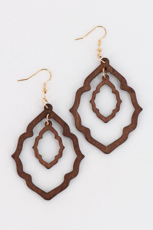 Boho Wooden Filigree Earring Set