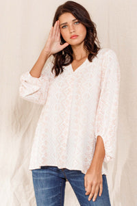 Light Peach Aztec blouse Sm - 3XL