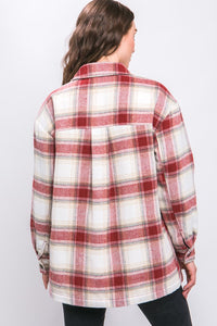 Terra Cotta Plaid flannel jacket with sherpa lining