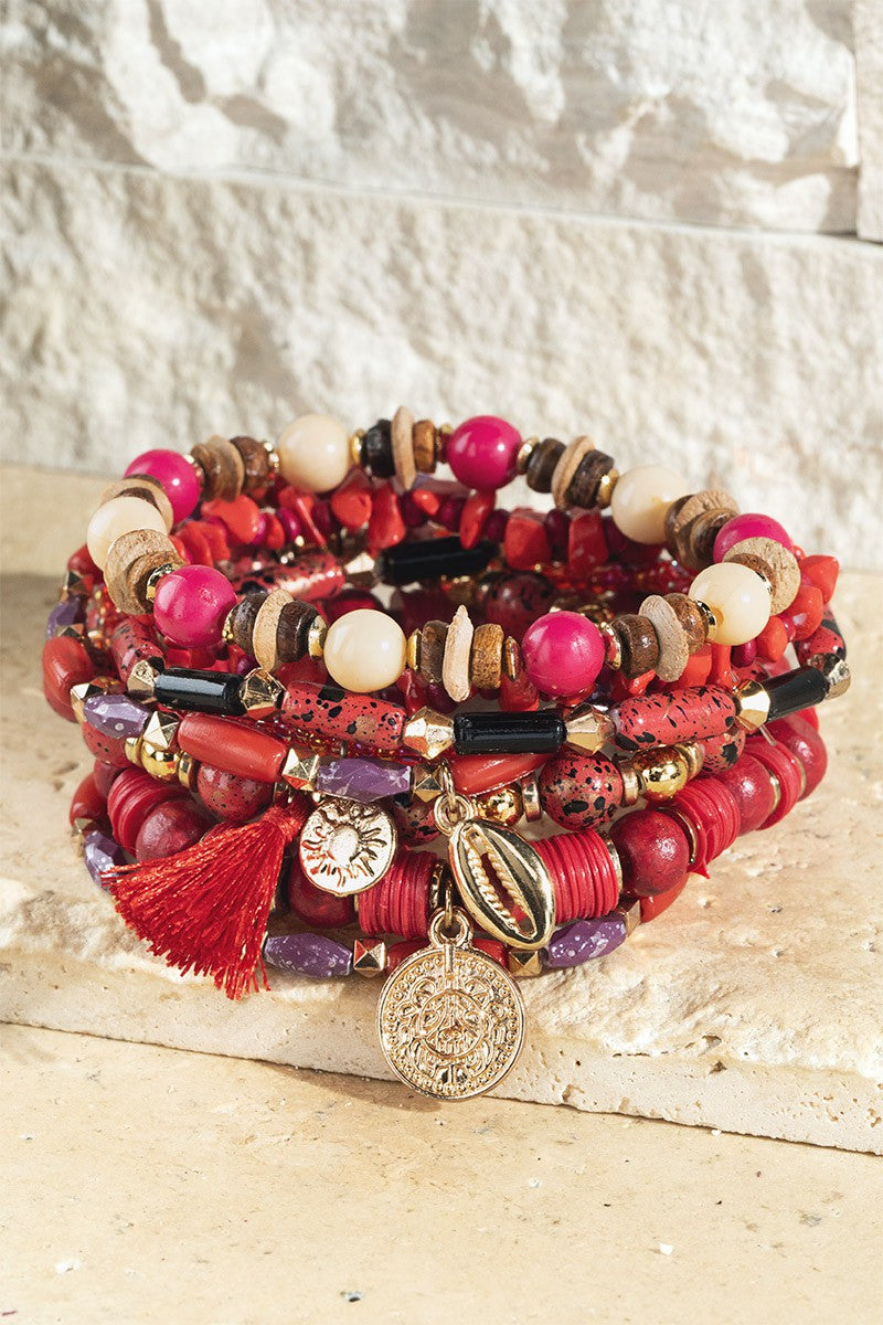 Fire seed bracelet with charm accents