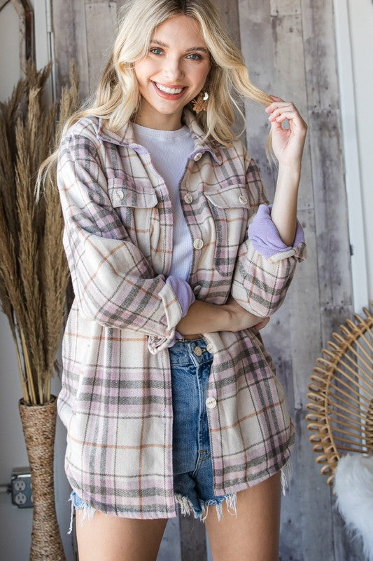 Lavender & Lilac Plaid flannel jacket