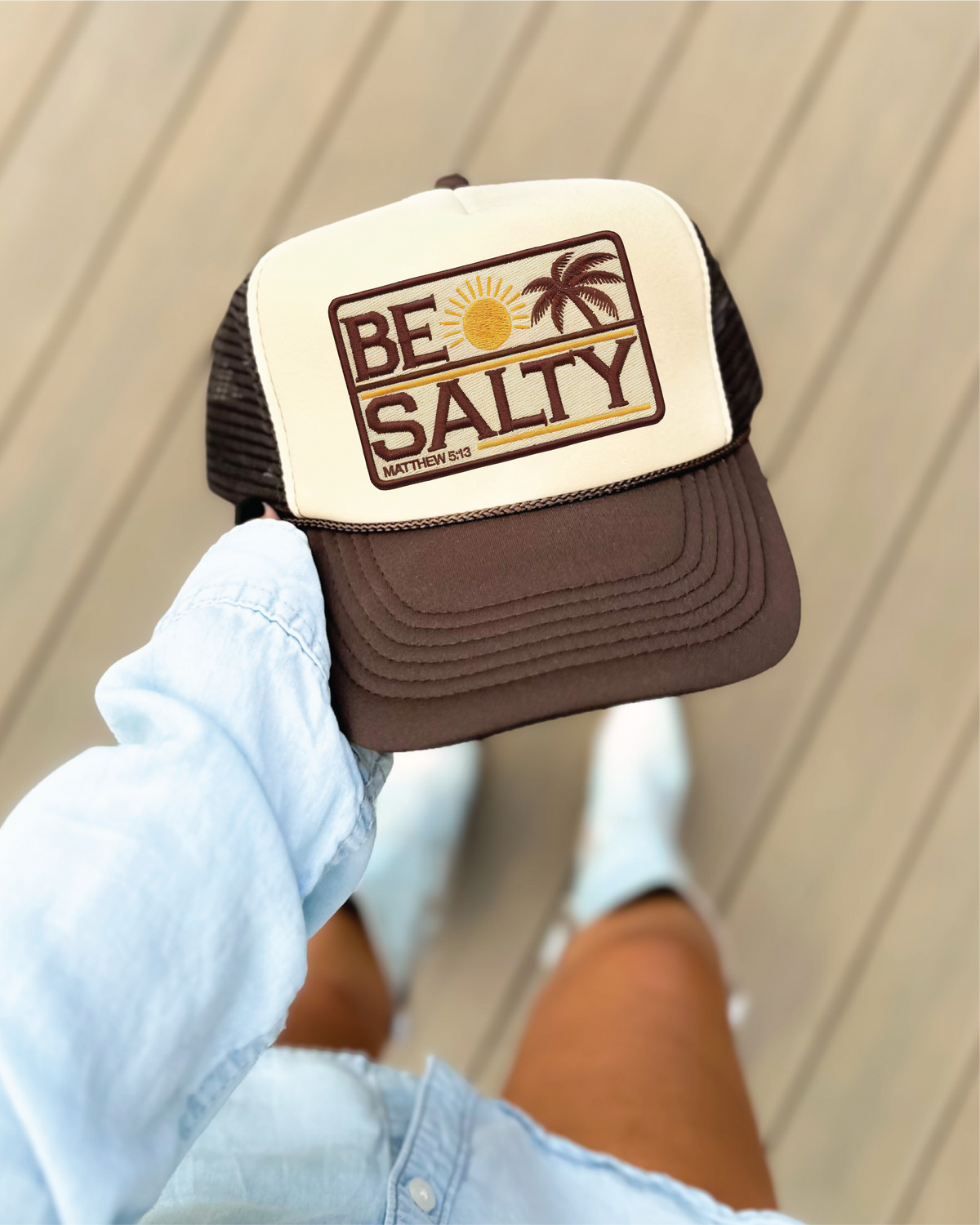 "Be Salty" Printed Brown and Tan Trucker Hat