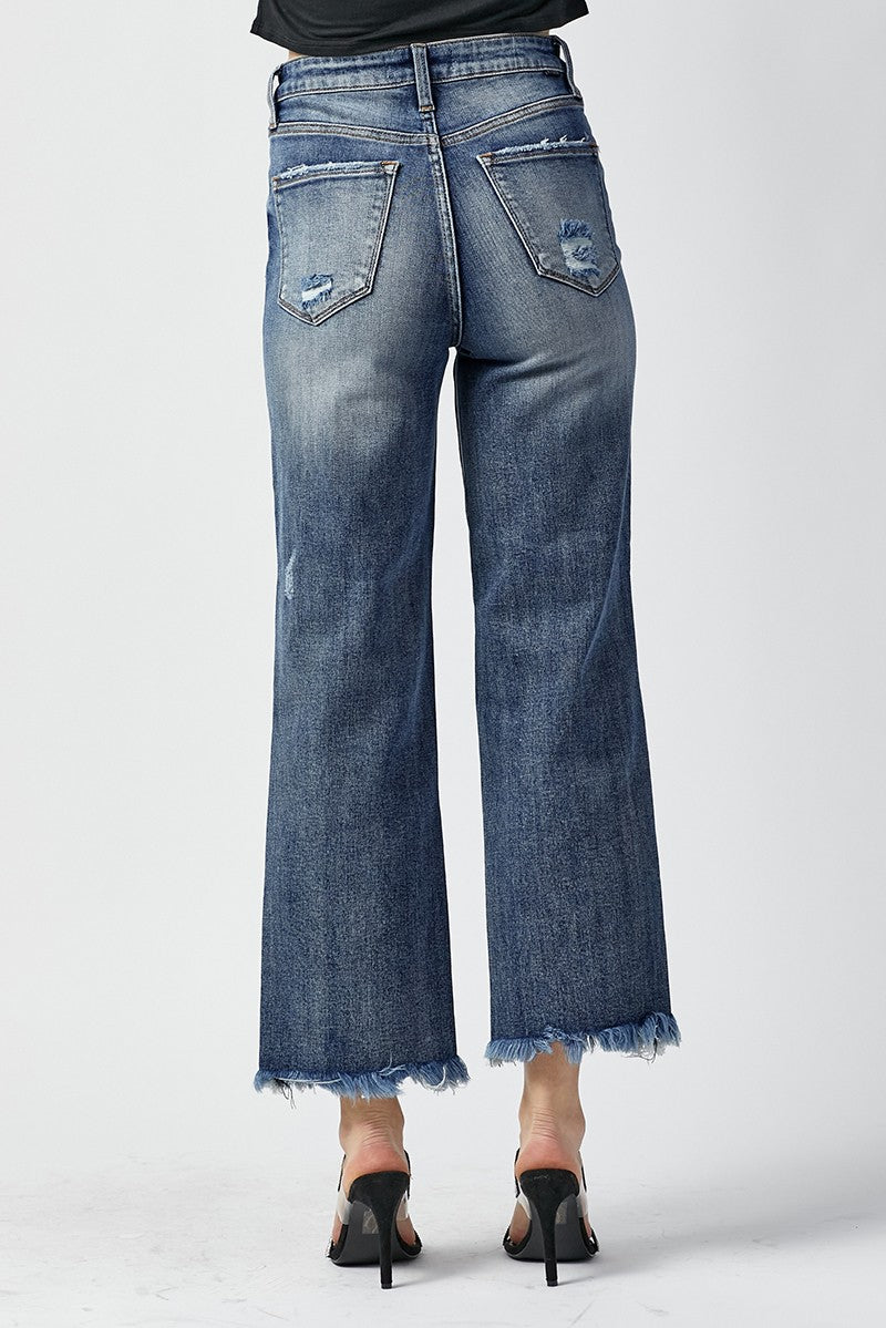 Missy Frayed Straight Ankle Jeans Sz 9- 3X