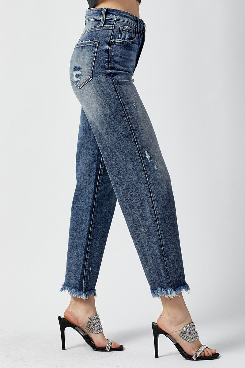 Missy Frayed Straight Ankle Jeans Sz 9- 3X