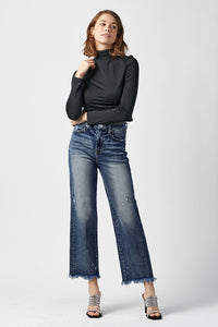 Missy Frayed Straight Ankle Jeans Sz 9- 3X