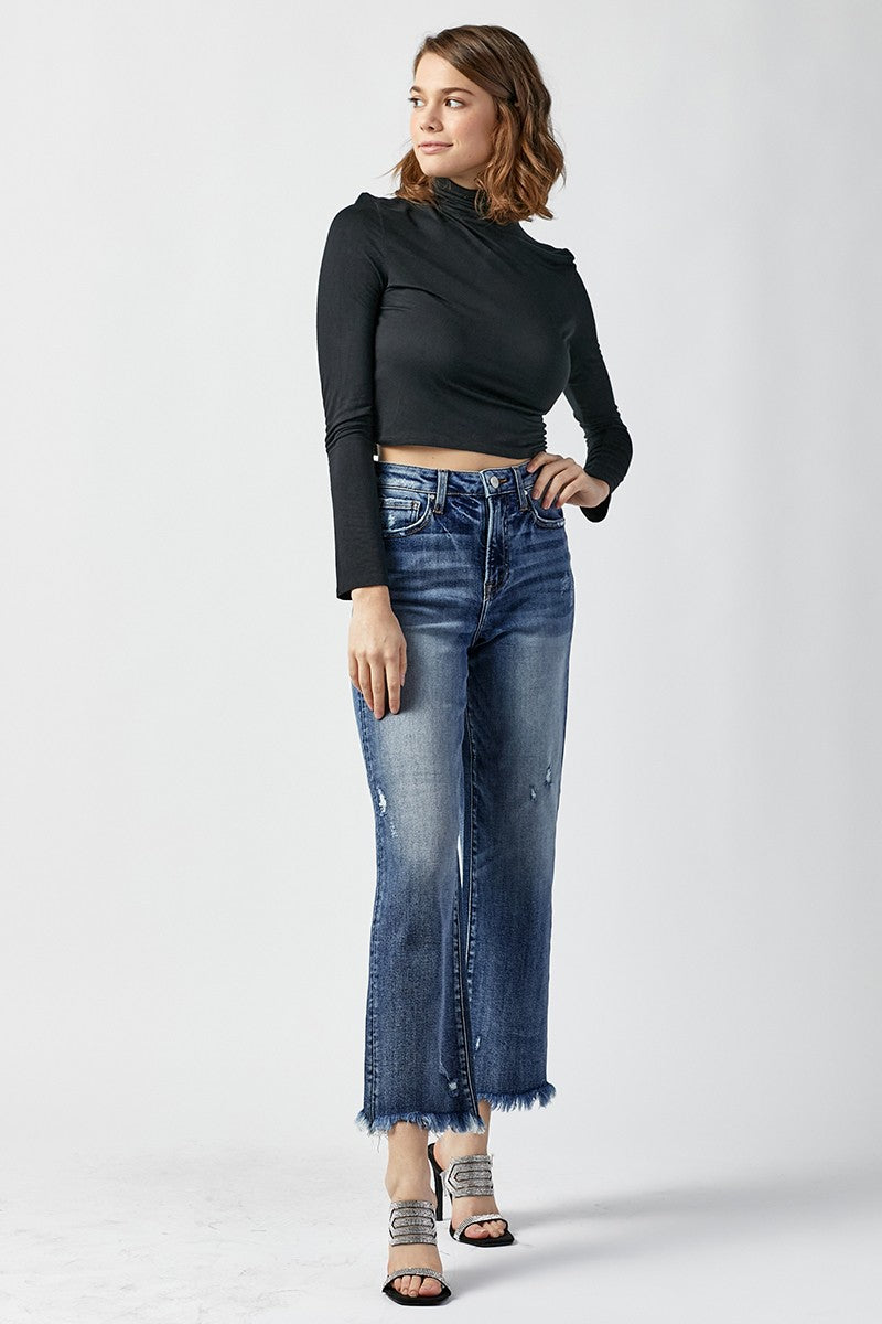 Missy Frayed Straight Ankle Jeans Sz 9- 3X