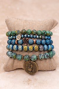 Chunky African Turqouise stone bead bracelet set