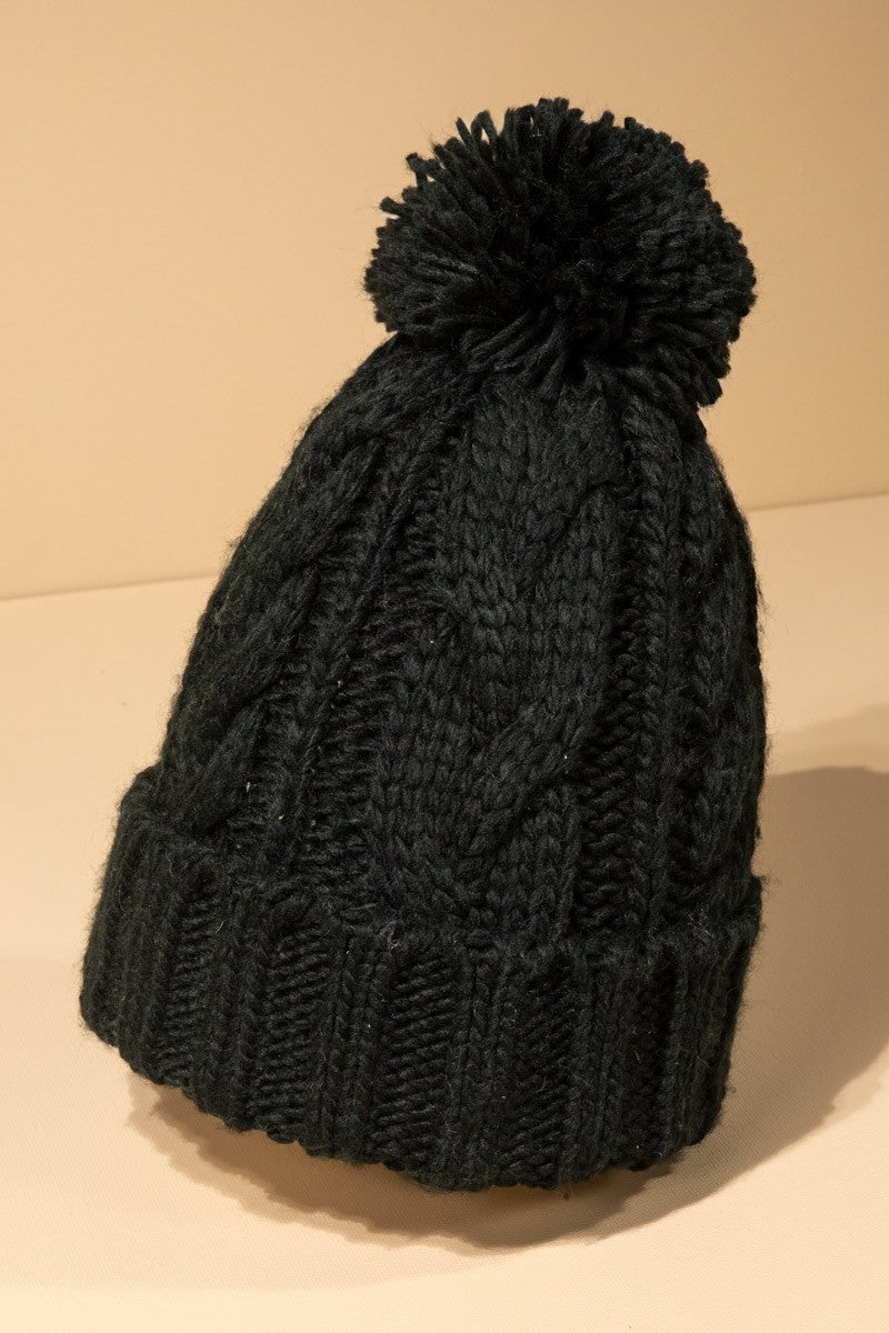 Black Knit beanie with pom