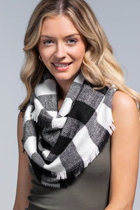 Black & White Buffalo Plaid infinity scarf