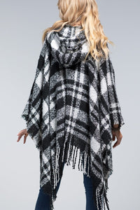 Holiday Hooded Tunic Ruana in Black & White * on sale *