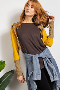 Boho Raglan Floral Mix Long Sleeve in charcoal * on sale