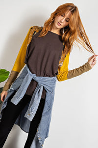 Boho Raglan Floral Mix Long Sleeve in charcoal * on sale