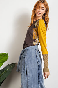 Boho Raglan Floral Mix Long Sleeve in charcoal * on sale