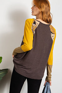 Boho Raglan Floral Mix Long Sleeve in charcoal * on sale