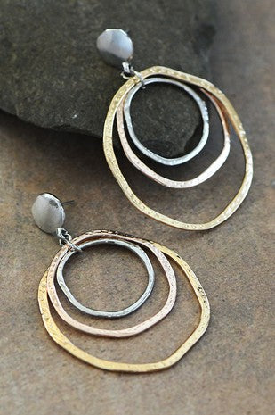 Fauceted Gold and Silver Hoop Earring