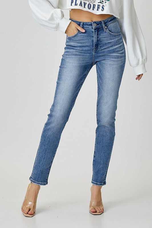 Mid Rise Relaxed Skinny Jeans by Risen