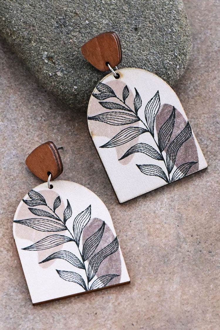 Wooden Floral Earring Set