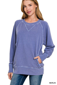 Lake Nights Long Sleeve Sweater in Marlin Blue