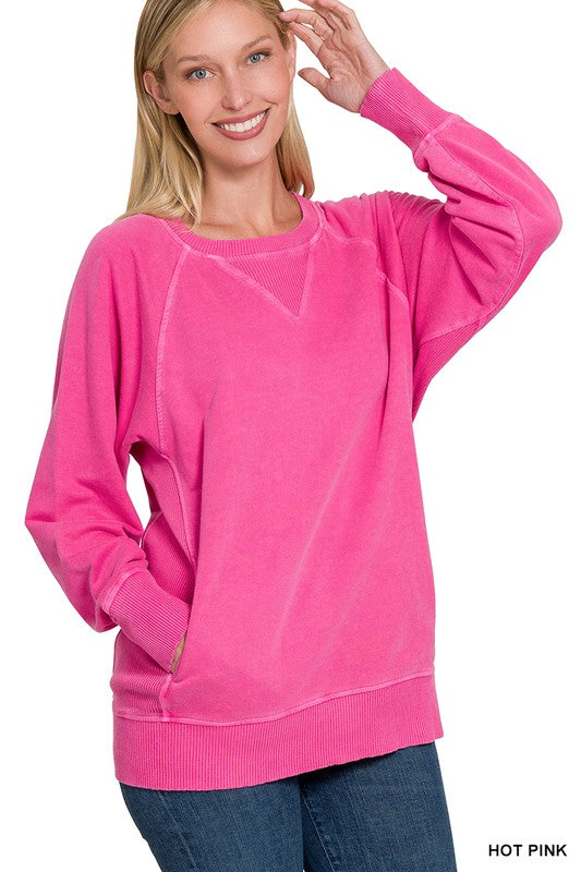 Lake Nights Long Sleeve Sweater in fuschia