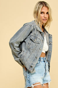 Bling Vintage Washed Denim Jacket