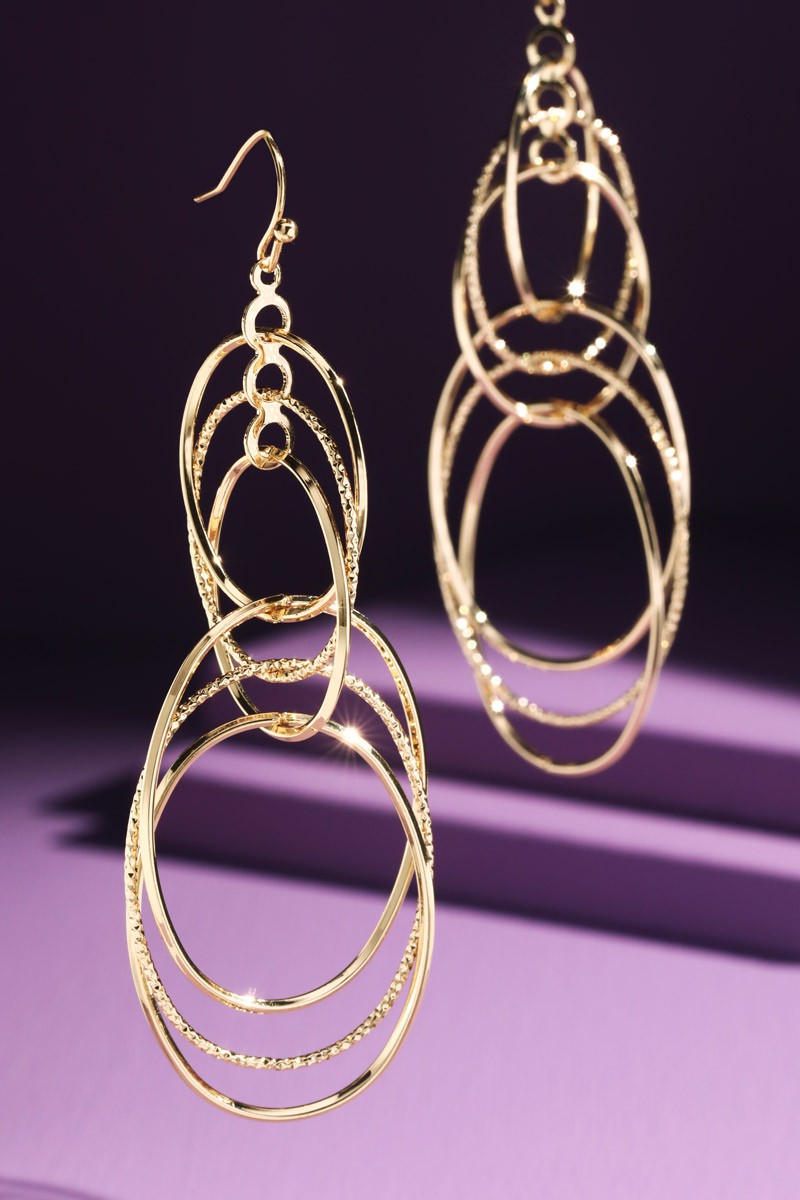 Fauceted Gold Hoop Earring