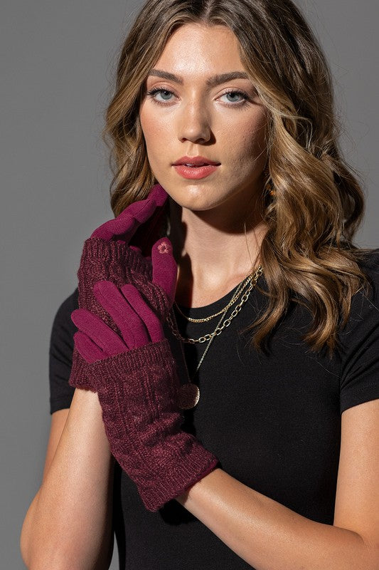 Burgundy Crochet Gloves removeable hand warmer *