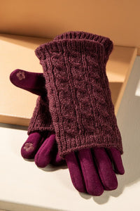 Burgundy Crochet Gloves removeable hand warmer *