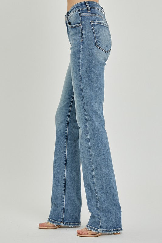 Mid Rise Long Straight Jeans