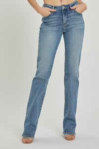 Mid Rise Long Straight Jeans