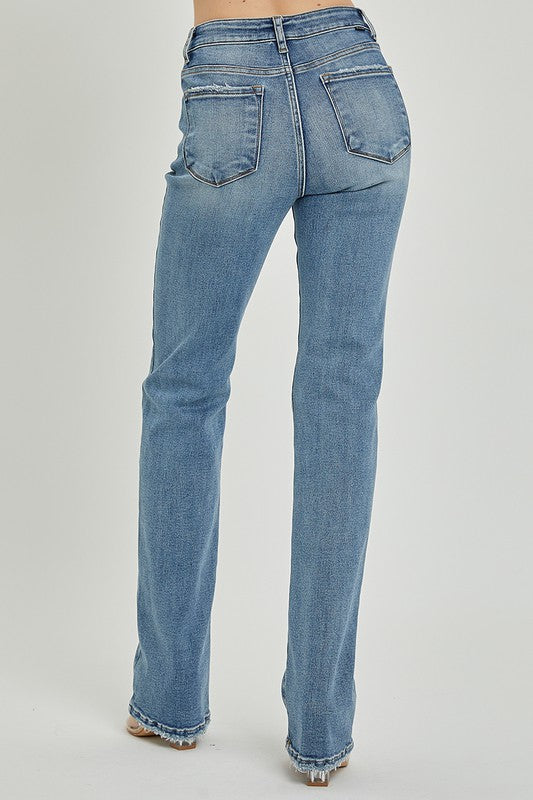 Mid Rise Long Straight Jeans