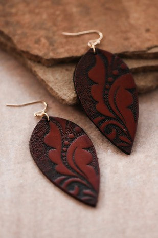 Floral leather Earring Set