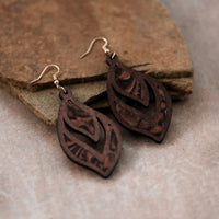 Chocolate Wooden Filigree Earring Set