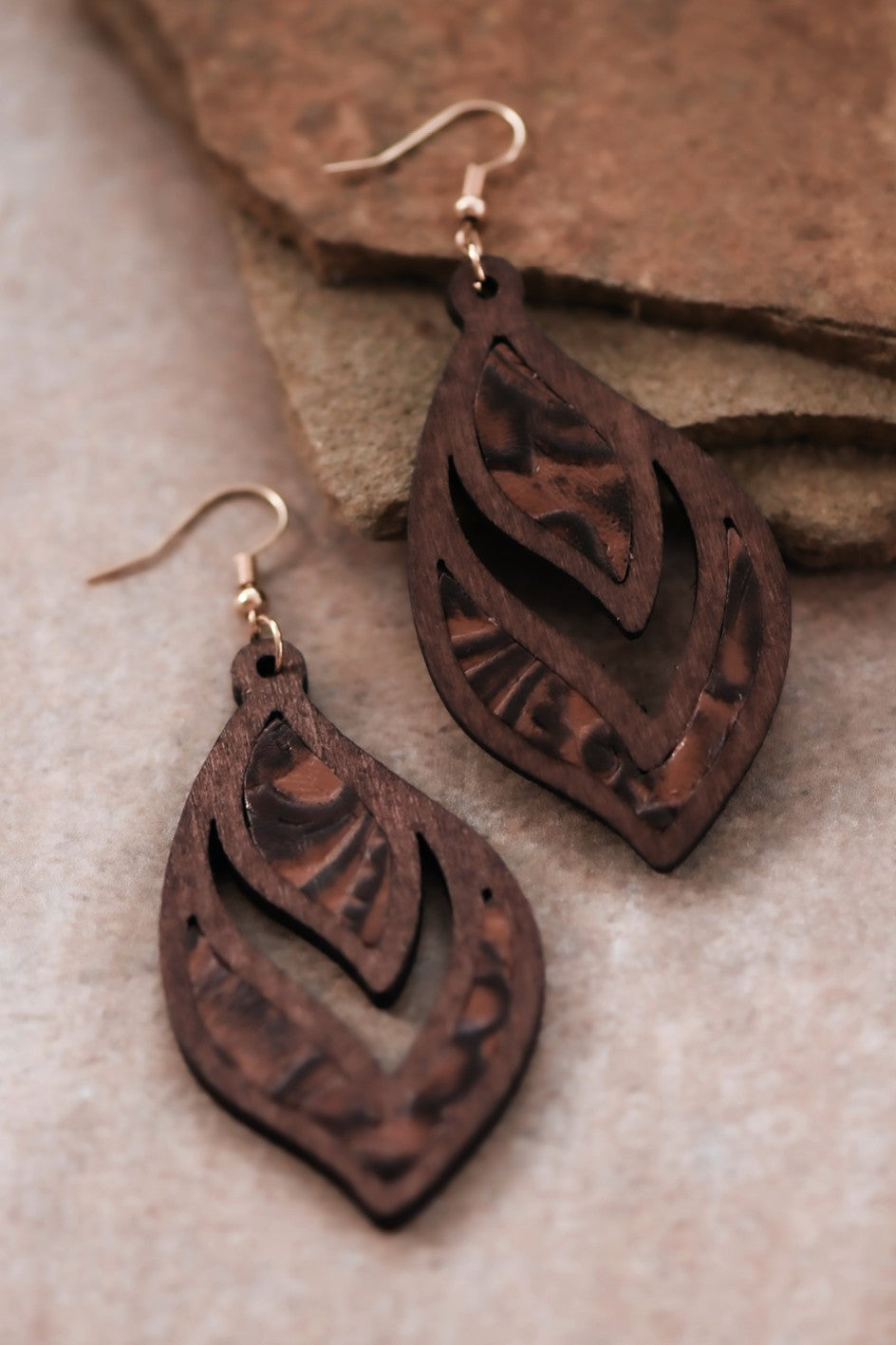 Chocolate Wooden Filigree Earring Set