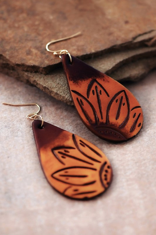 Floral leather Earring Set