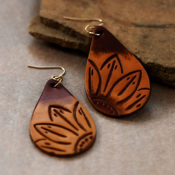 Floral leather Earring Set