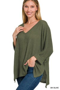 Dolly 3/4 Sleeve Loose Knit Blouse Sm - 3XL in Olive * on sale