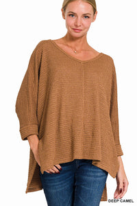 Dolly 3/4 Sleeve Loose Knit Blouse Sm - 3XL in Camel * on sale