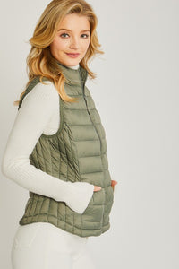 Ultra Lightweight Puffer Vest in olive * on sale