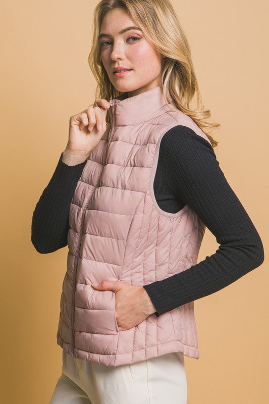 Ultra Lightweight Puffer Vest in mauve