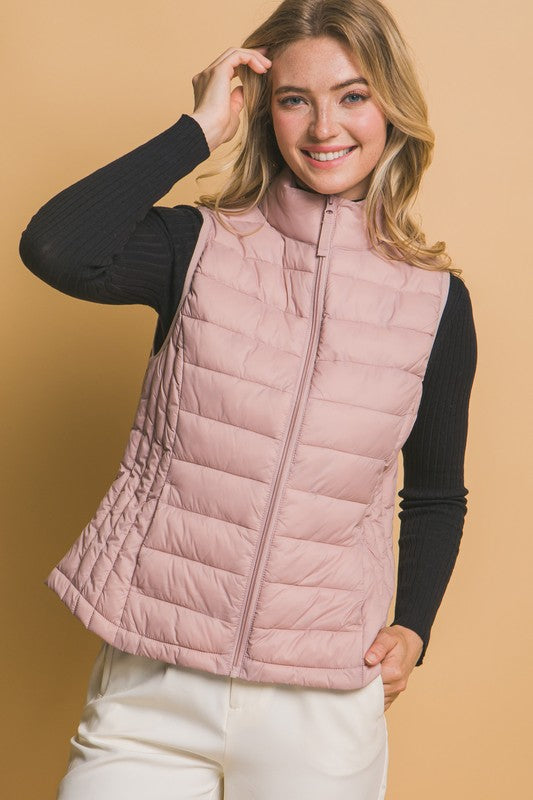 Ultra Lightweight Puffer Vest in mauve