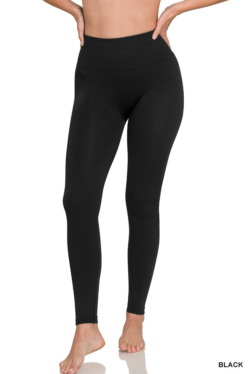 Brushed Microfiber Leggings in Black