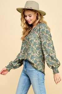 Out for the Day Fall Floral Blouse with 3/4 sleeve * on sale