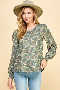 Out for the Day Fall Floral Blouse with 3/4 sleeve * on sale